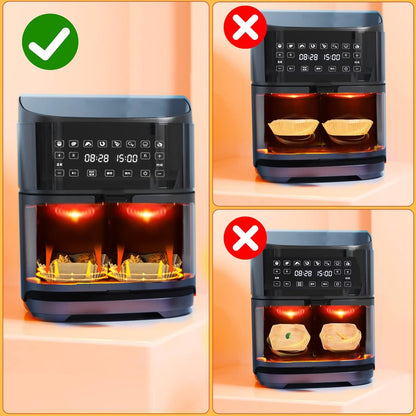 Air Fryer Paper Liners Disposable: 125Pcs 8X5.5" Rectangle Parchment Paper Sheets, Non-Stick Food Grade Baking Liners for Rectangular Air Fryer Dual Basket Oilproof Waterproof