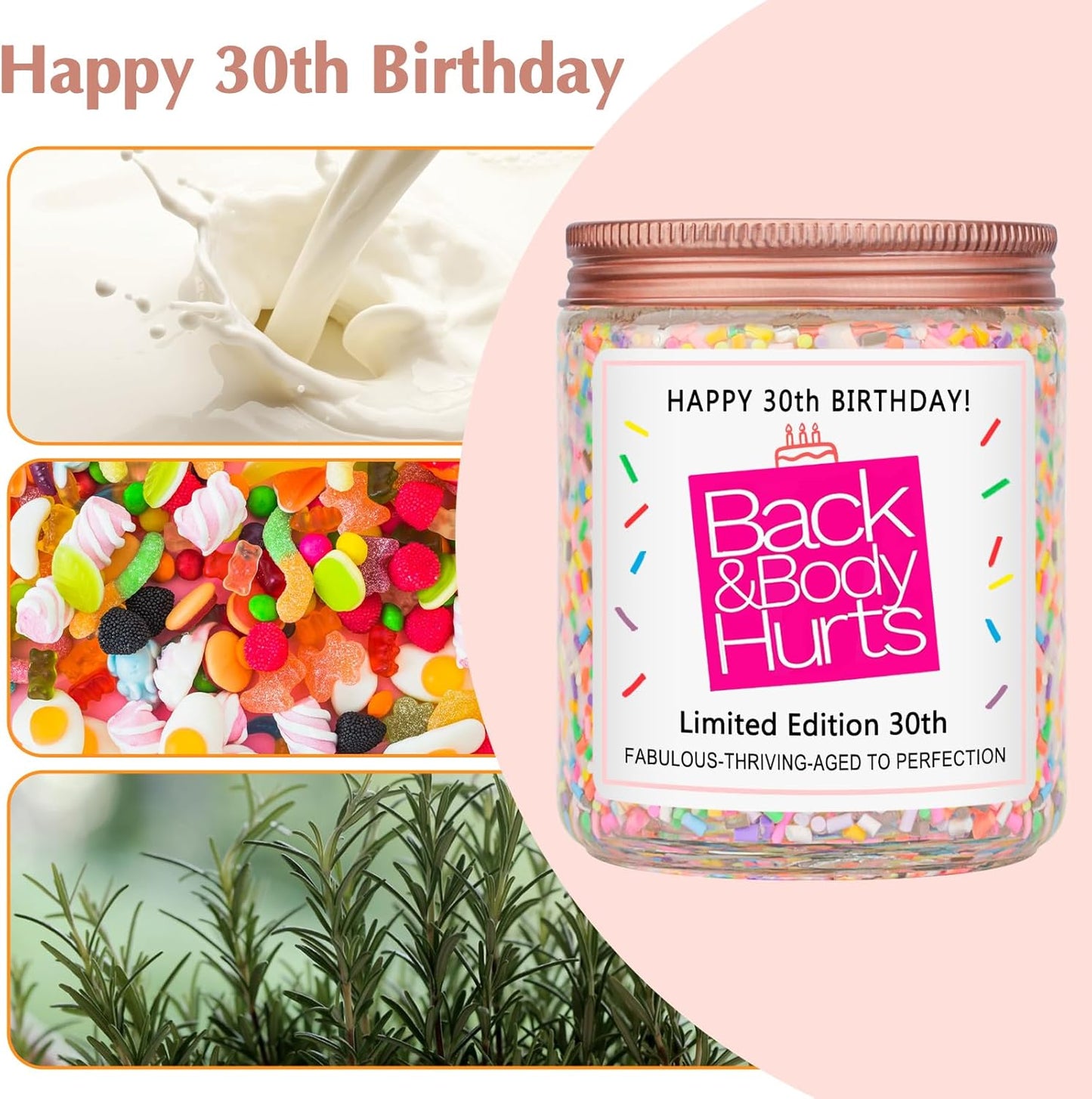 30Th Birthday Decorations Gifts for Her Him, Happy 30Th Birthday Candle Gift for Women Men, Funny 30 Years Old Ideas- Vanilla Candles