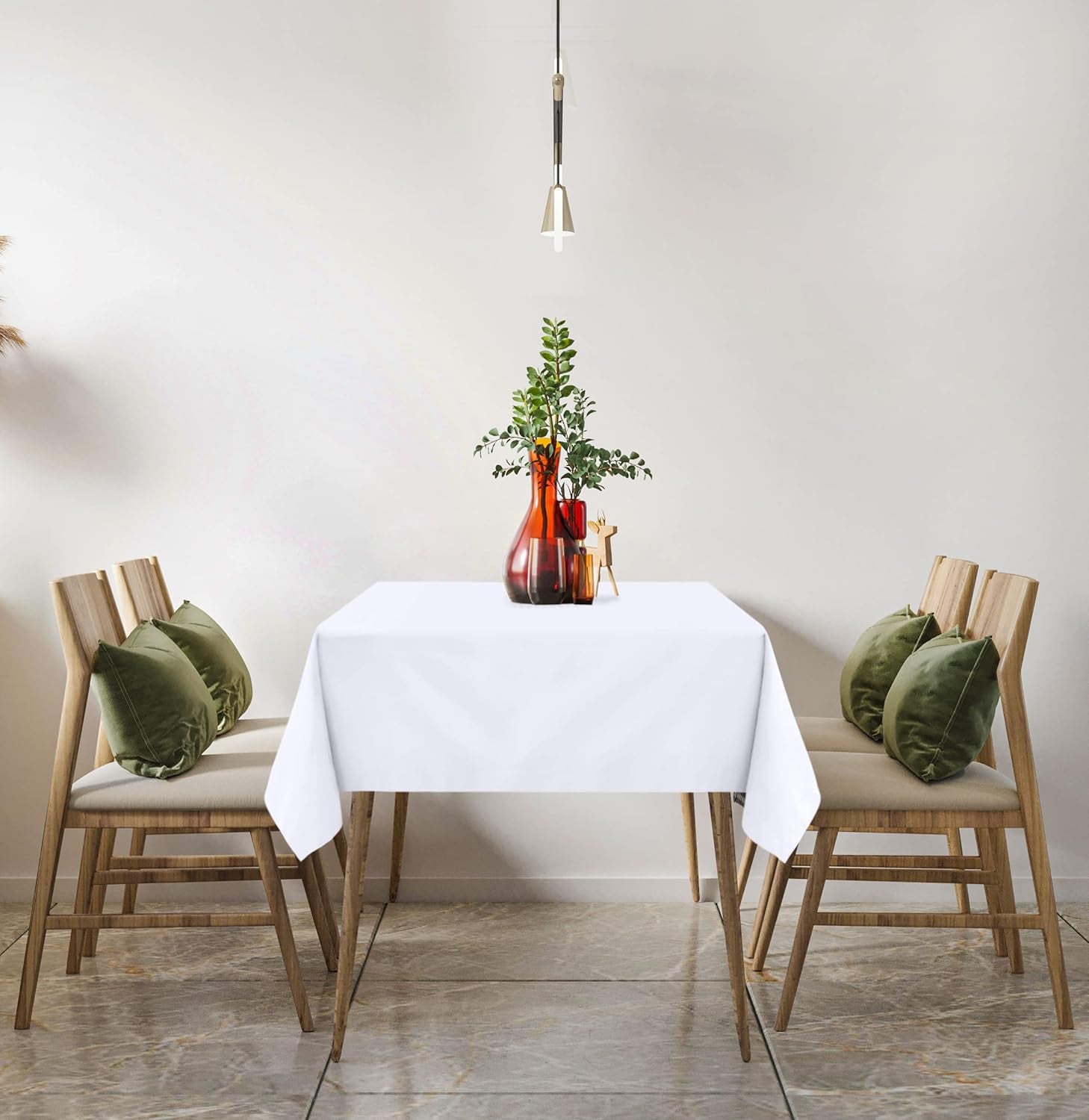2 Pack 6 Foot Rectangle Table Cloth [60X102 Inches, White] Stain and Wrinkle Resistant Tablecloth Washable Polyester Cover for Dining, Buffet Parties, Picnic and Weddings