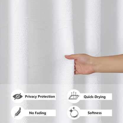 White Shower Curtain Set for Bathroom, 36" Stall Small Boho Design with 12 Hooks, Soft Lightweight Jacquard Fabric, Machine Washable, 36 W X 72 L