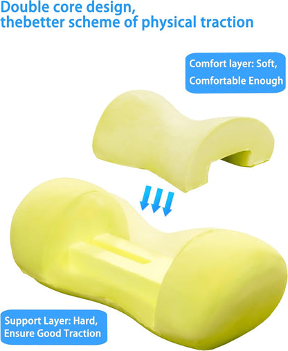 Neck Support Pillow - Cervical Traction Device for Neck Pain Relief and Muscle Therapy - Memory Foam Neck Roll Pillow for Shoulder Pain Relaxation