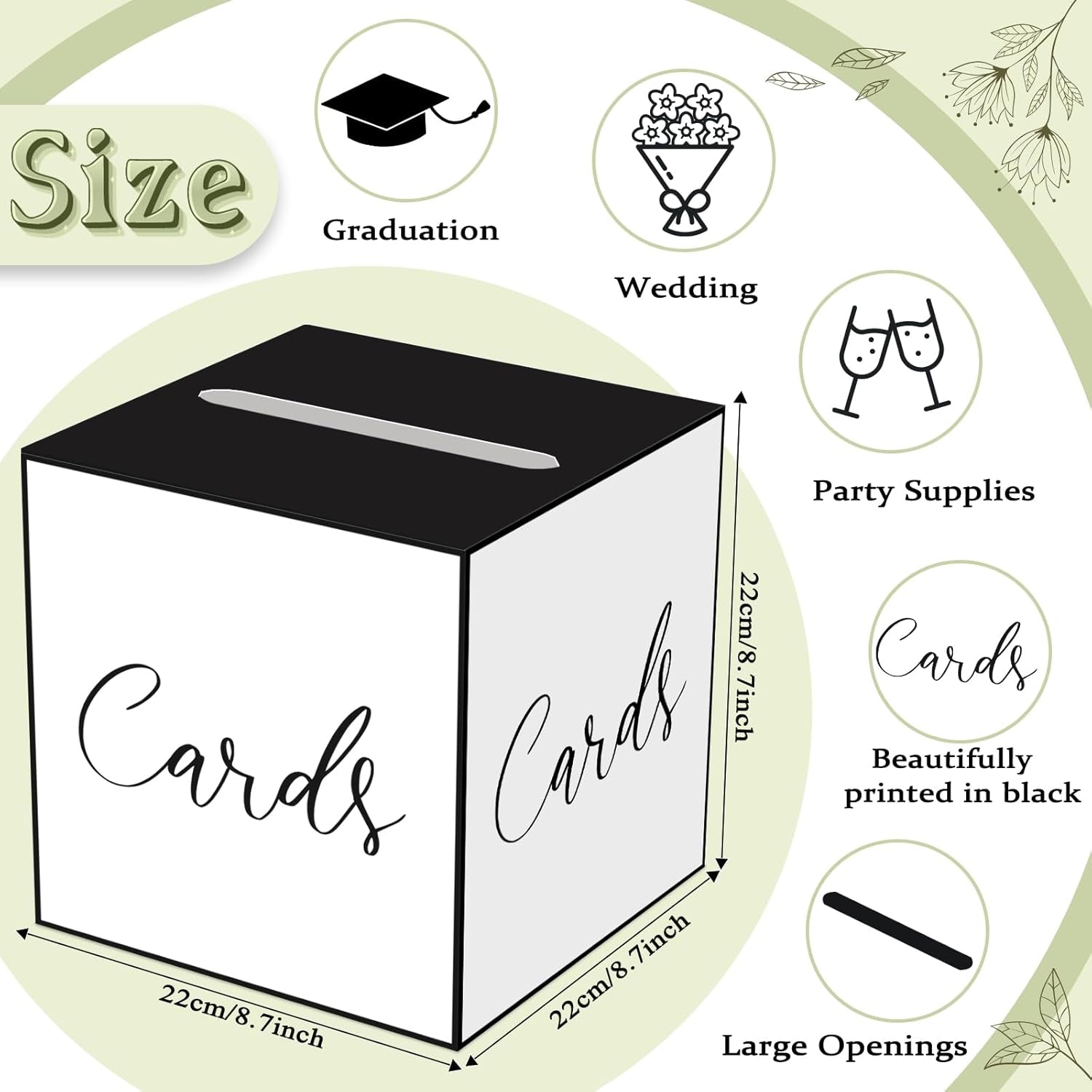 White and Black Card Box for Parties, Weddings, Birthdays, Bridal & Baby Showers, Anniversaries, Graduations & Retirements Party Decorations – Cards, Raffle, Wishes & Money Card Boxes