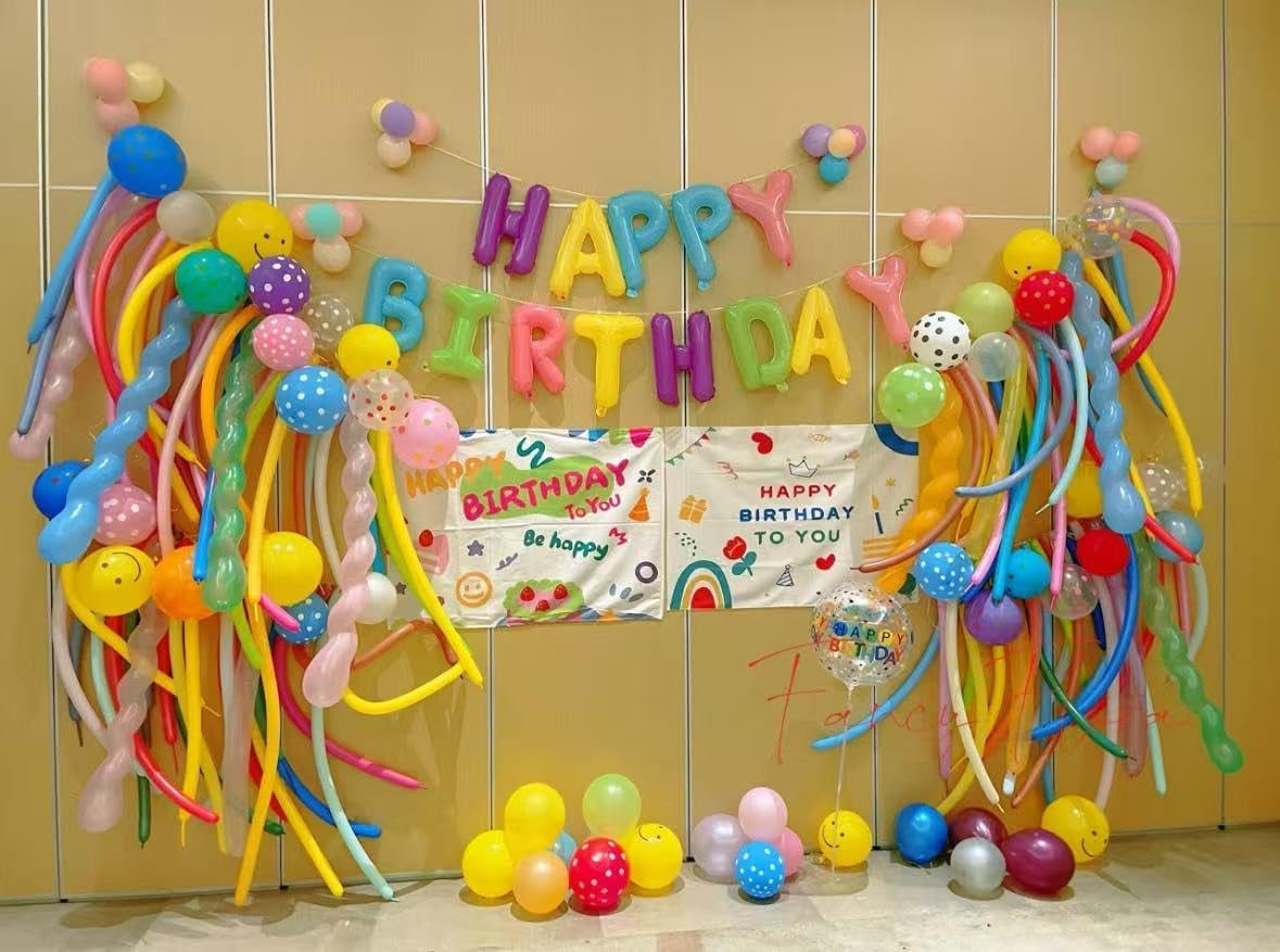 260 Balloons - Multi Long Balloons for Tying Balloon Arch, 100Pcs Twisting Balloon for Animal Modeling & Birthday Party Decorations