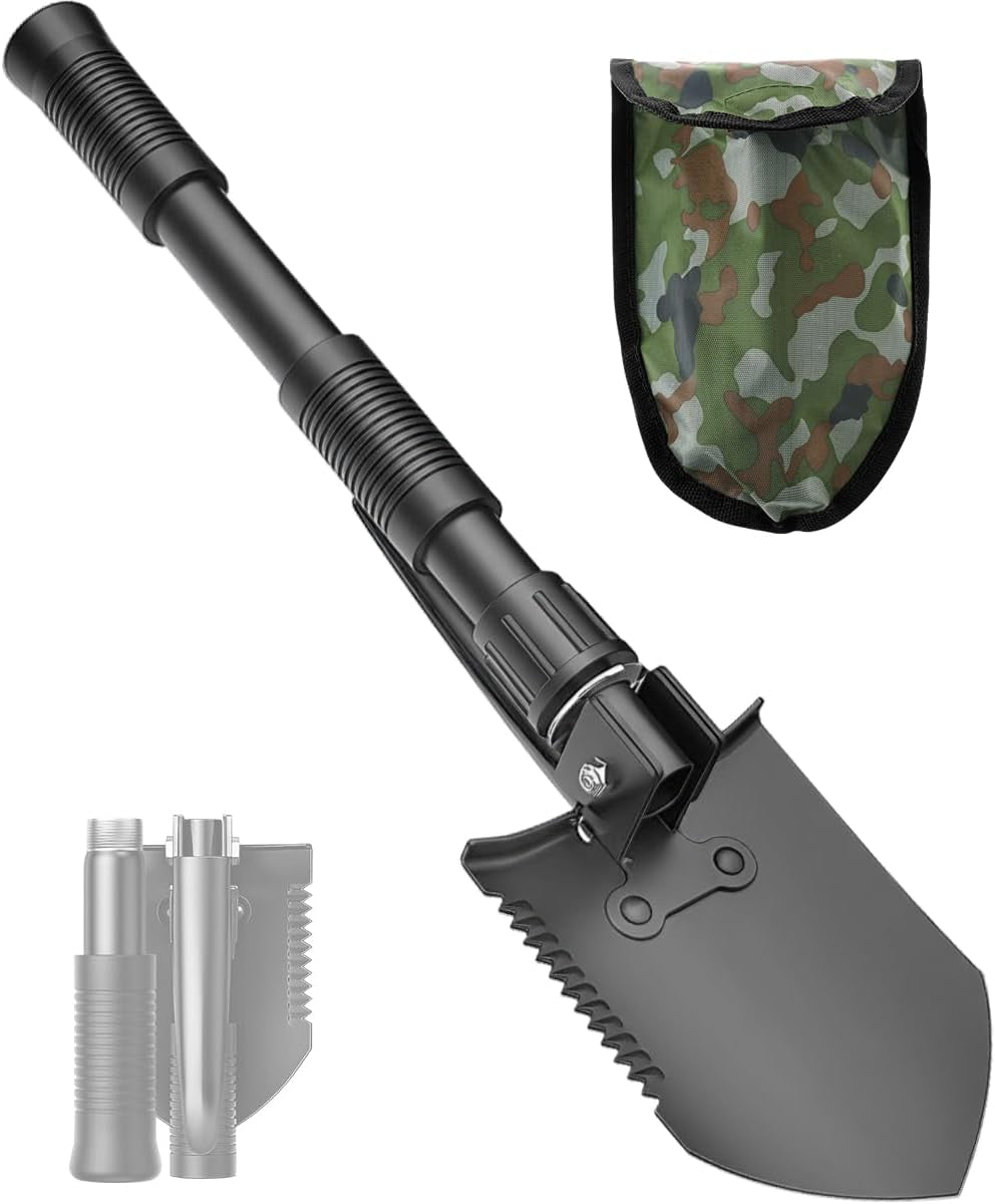 Digging Shovel, 15.35'' Lightweight Camping Shovel Portable High Carbon Steel Folding Mini Trowels for Outdoor Camping Backpacking Hiking Car Emergency Home Garden
