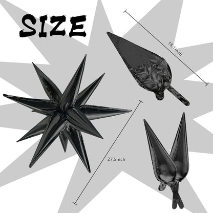 Star Balloons 60Pcs Black Balloon 12 Spike Foil Balloons Explosion Mylar Cone Balloon Magic Party Decorations Backdrops for Halloween Graduation Birthday Wedding Anniversary Retirement
