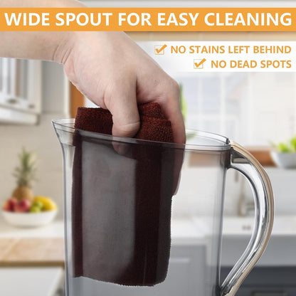 2.1 Liter/70.6 Oz Plastic Water Pitcher with Lid - Iced Tea Pitcher for Fridge and 4 Cups, BPA Free, Shatterproof, Great for Iced Tea, Lemonade, Juice, Green