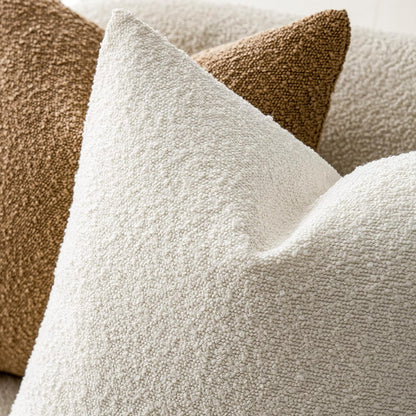 Pack of 2 Textured Boucle Throw Pillow Covers Accent Solid Pillow Cases Cozy Soft Decorative Couch Cushion Case for Chair Sofa Bedroom Living Room Home Decor, 20 X 12 Inch,White