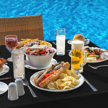 Rectangle Vinyl Tablecloth, Waterproof Spillproof Plastic Flannel Backed Table Cloth, Wipe Clean Table Cover for Dining, Buffet Parties and Camping (Black, 54" X 78")