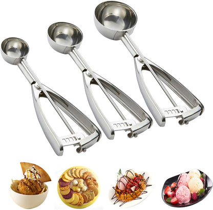 Cookie Scoop Set - #60/1 Tbsp, #40/2 Tbsp, #20/ 3Tbsp - 3 PCS Cookie Scoops for Baking Set of 3 - Cookie Dough Scoop - Made of 18/8 Stainless Steel