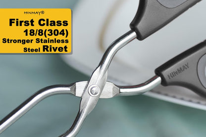 Stainless Steel Scissor Tongs Cooking Tongs Set, Set of 3 (Black Handle, 10" 12" 16")