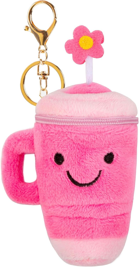 Plush Keychain Coin Purses, Chapstick Holder Key Chain Cute Kawaii Handmade Zipper Pouch, Bag Charms