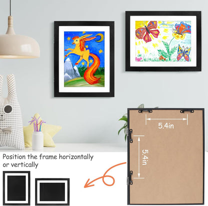 2 Packs Kids Art Frame, 8.5X11 Front Opening Kids Artwork Frames Changeable, Holds 100 Drawings Artwork Frames for Kids Art, 3D Picture, Craft Storage, Hanging Wall Decor(Black)