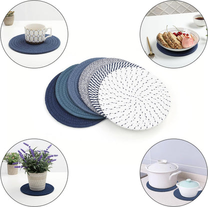 Trivets for Hot Dishes, 6 Pieces 8 Inches Cotton Trivets Mats for Kitchen, Hot Pads for Countertops and Table, Heat-Resistant Pot Holders for Hot Pots and Pans, 6Pcs