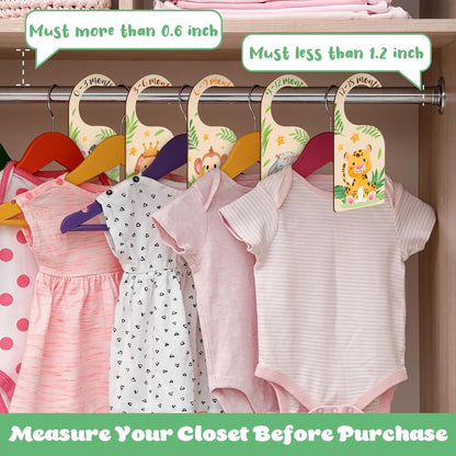 8Pcs Baby Closet Dividers Double Sided Wooden Baby Closet Organizers from Newborn to 24 Months Baby Clothes Hanger Dividers for Baby Girls Boys Nursery Decor