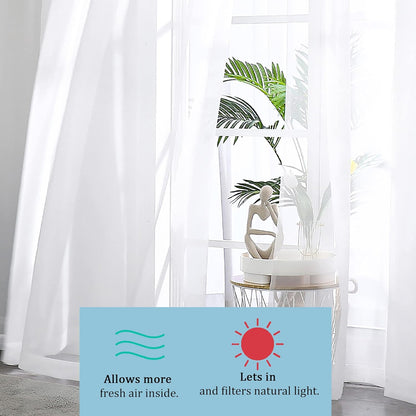 Sheer Curtains 84 Inches Long 2 Panels Set for Living Room/Bedroom, Rod Pocket Voile Sheer Panel Drapes, White, 2Pcs, Each 42" W X 84" L
