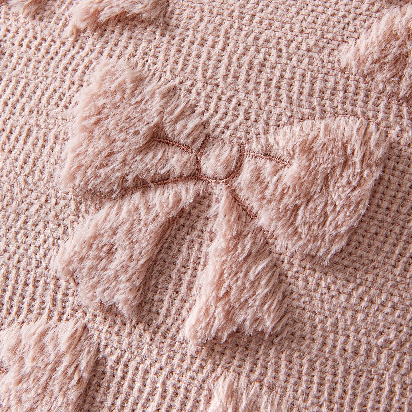 Blush Pink Bow Pillow Covers - Set of 2 Soft Plush Decorative Pillowcases for Aesthetic Room Decor, 18x18 Inches