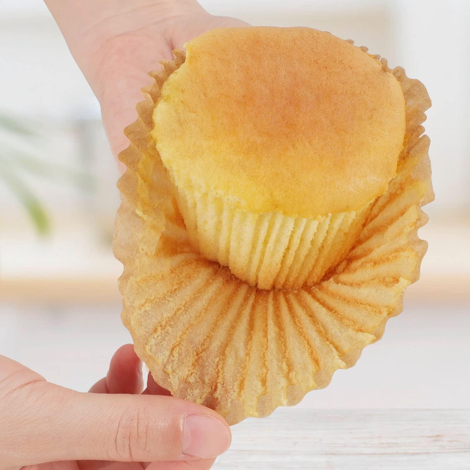 Jumbo Natural Muffin Baking Cups - 300-Count, Odorless, Food-Grade, Enhanced Grease-Proof Paper