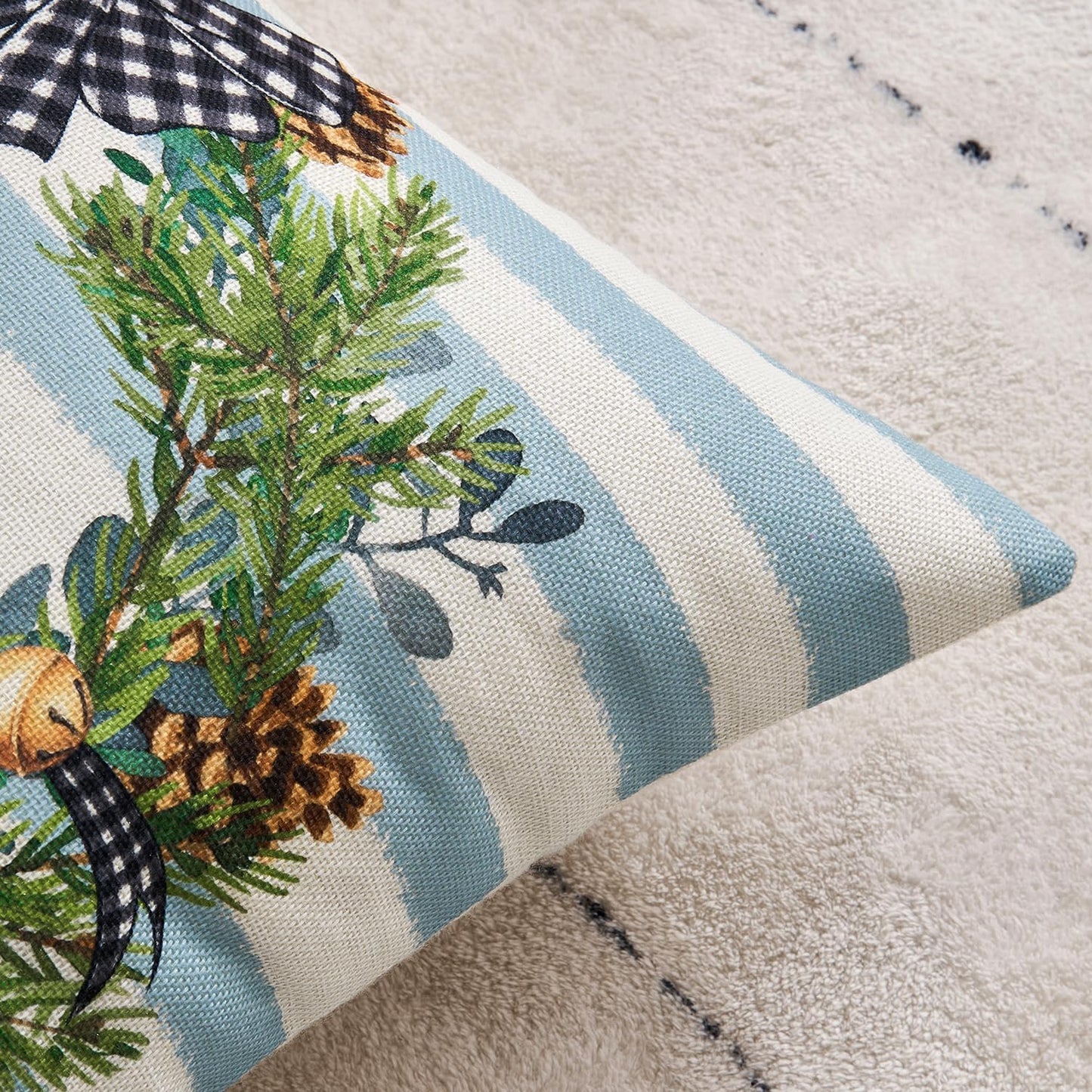 Set of 4 Holiday Blue Decorative Pillow Covers 16X16 Inch Snowman Elk Merry Christmas Throw Pillow Cases Winter Seasonal Cushion Cases Home Decors for Sofa Couch Bedroom