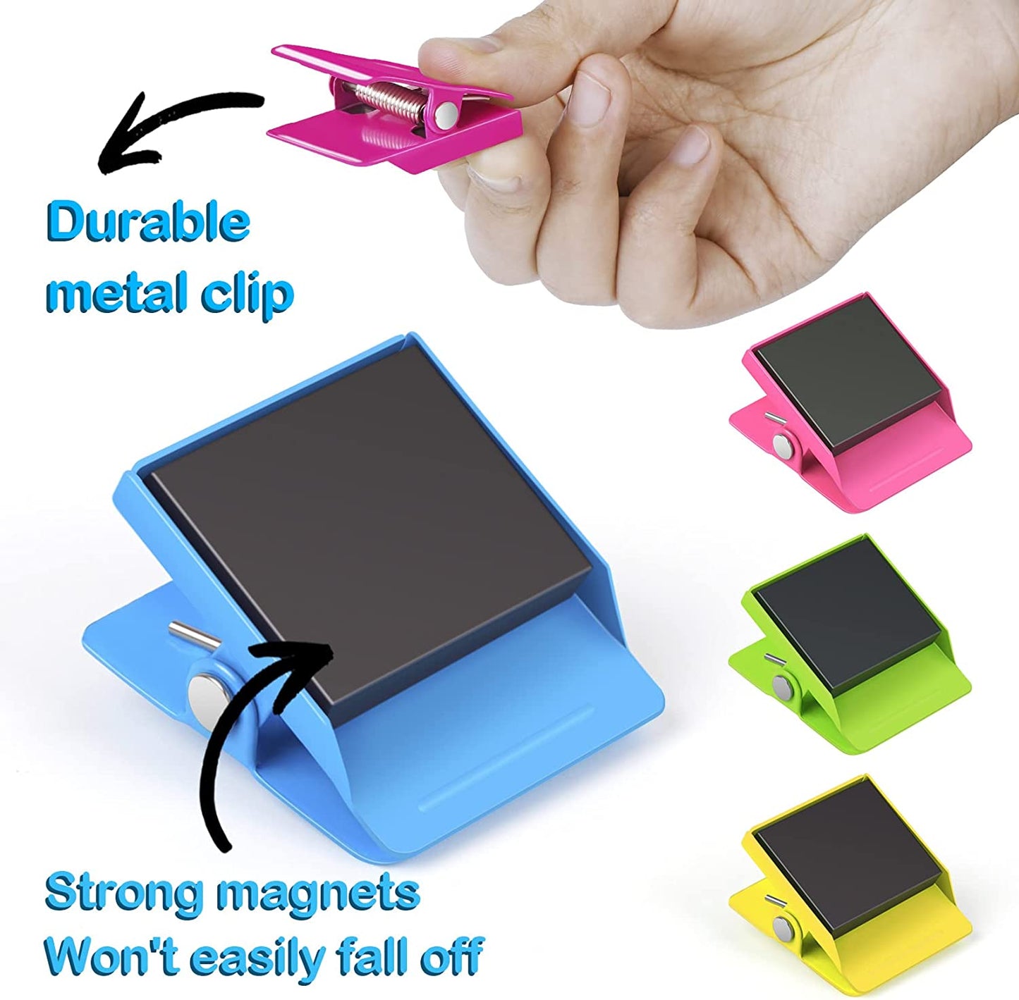 8 Pack Magnetic Clips Heavy Duty, Colorful Strong Fridge Magnet Clips Heavy Duty, Metal Magnet Clips for Fridge, Clip Magnets, Magnetic Clips for Refrigerator, Locker, Whiteboard, Home, Office
