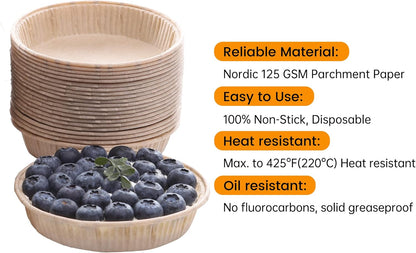 50Pcs Paper Mini Tart Pans for Baking, Mini Pie Tins 4Inch Mini Pie Pans, Non-Stick, Unbleached, Disposable Quiche Baking Dish,Oven Safe, Microwave Safe
