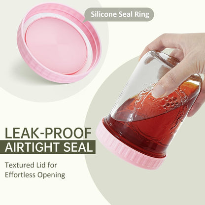 Overnight Oats Containers with Lids, 6-Pack Glass Mason Jars 16 Oz with Lids Wide Mouth, Reusable Food Storage Containers for Snack, Chia Pudding, Yogurt, Meal Prep, Salad