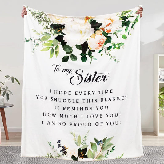 Sister Blanket Soft Throw Blanket 60"X50" White, Sister Birthday from Sister Brother Warm and Comfy