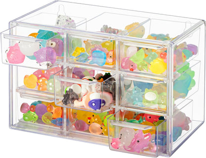 Small Drawer Organizer, Small Clear Plastic Storage Drawers, Mini Ducks, Silicone Beads, Teacher Toolbox, Bead Organizer, Box for Office Home Room Jewelry Cosmetics