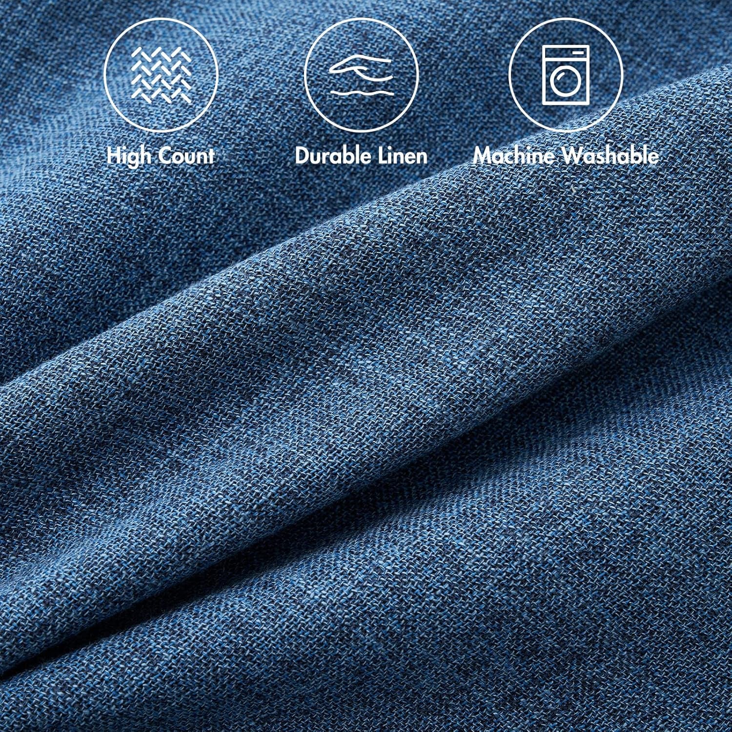 Pack of 2 Decorative Linen Burlap Coastal Pillow Covers Farmhouse Accent Pillowcases for Sofa Car Couch Bedroom Living Room Decor 18X18 Inch Blue