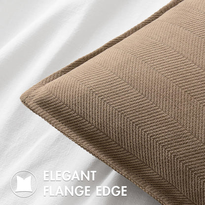 Set of 2 Coco Brown Chenille Decorative Pillow Covers 20x20 Inches - Luxurious Farmhouse Cushion Covers for Sofa, Bedroom, and Living Room Home Decor