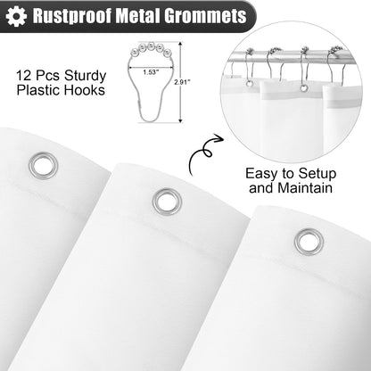 Luxury Black and Grey Ombre Shower Curtain Sets with 12 Hooks, Waterproof and Washable Decorative Shower Curtains for Bathroom, 72X72 Inches