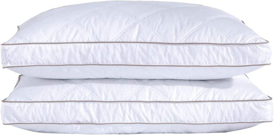 ® Goose Feathers and down Pillow for Sleeping Gusseted Bed Hotel Collection Pillows, King, Set of 2