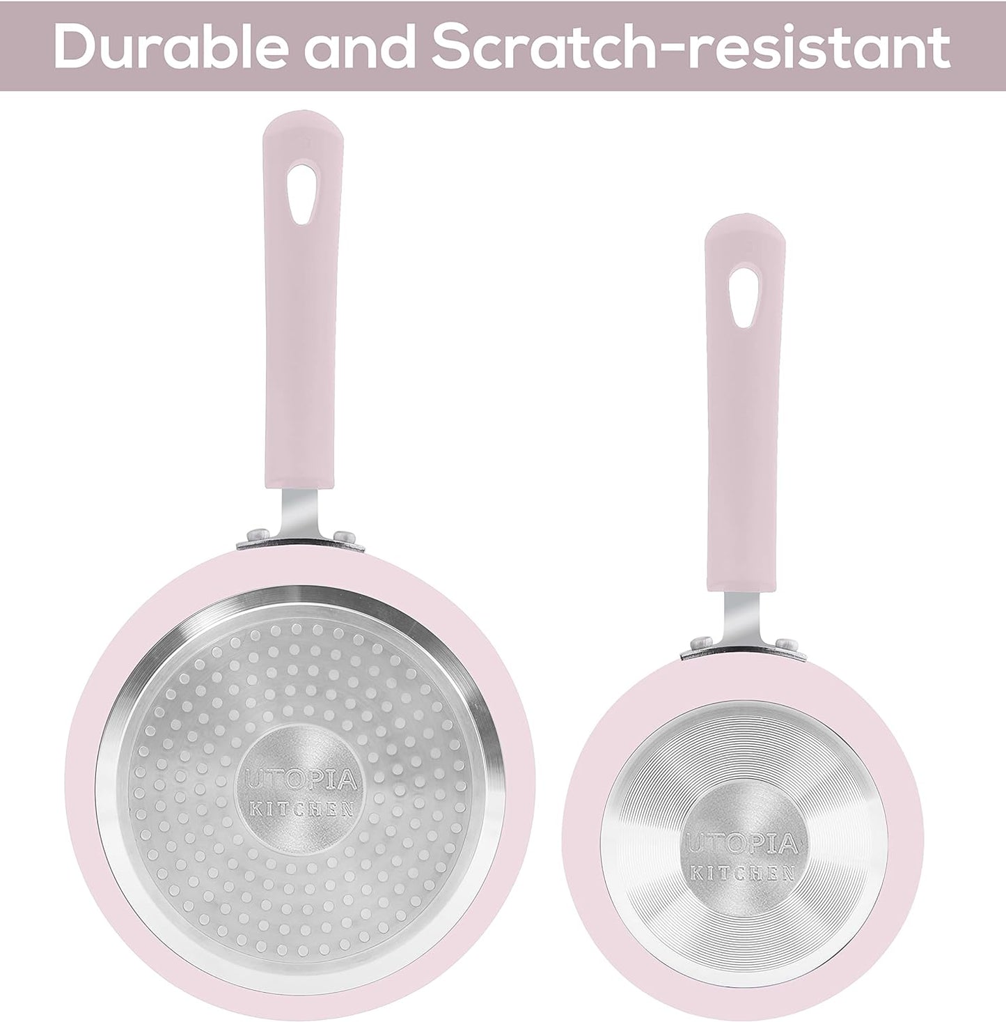 Nonstick Stock Pot Saucepan Set with Lids, 1 Quart and 2 Quarts Multipurpose Stock Pots Set for Home, Kitchen or Restaurant, Purple & Black