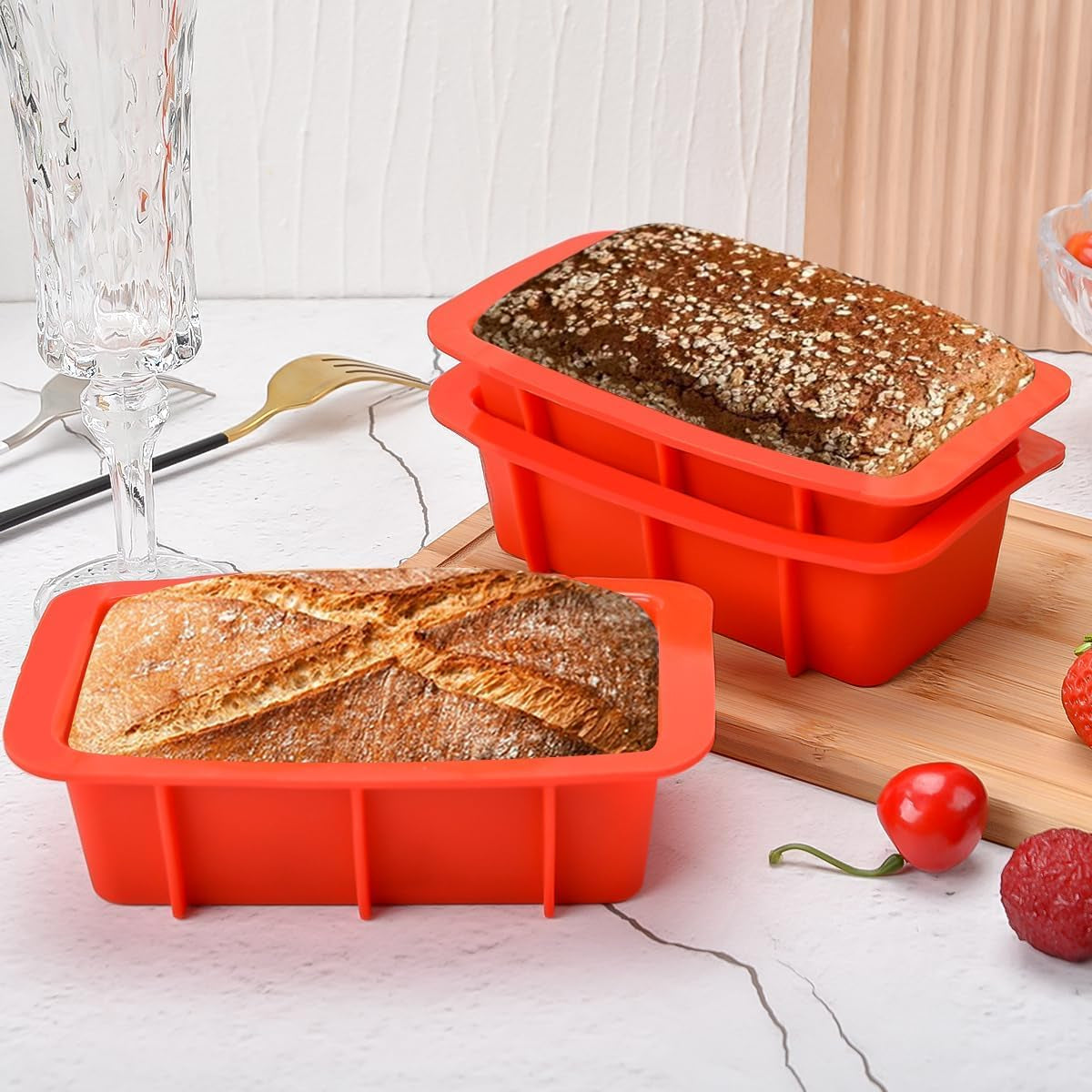Silicone Mini Bread Loaf Pans for Baking, Small Loaf Pan Set of 4, 2.7X5.4 Inch Nonstick Bread Mold for Toast, Brownie, Loaf, Cake, Soaps