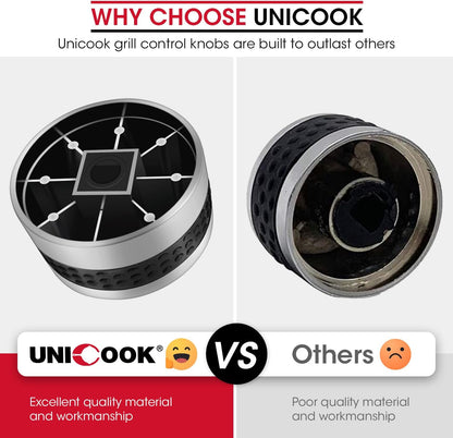 Grill Control Knobs Replacement 3 Pack, Gas Grill Burner Knob Kit, Chrome Plated Plastic with Nonslip Grip, Fits Gas BBQ with D Shaped Valve Stem