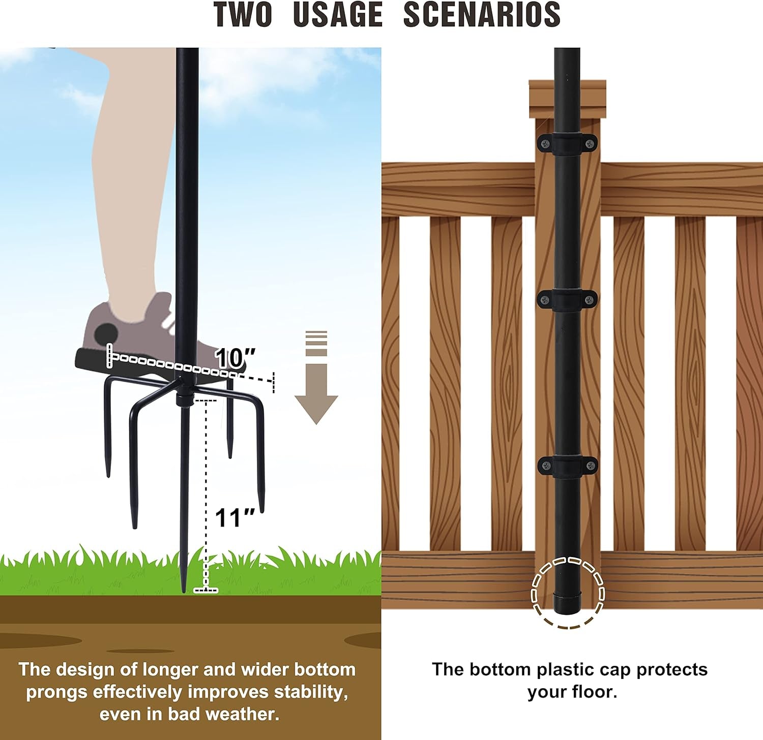 2-Pack Heavy-Duty 10-Foot Adjustable Outdoor Metal String Light Poles for LED Lighting - Ideal for Gardens, Backyards, Weddings, and Parties