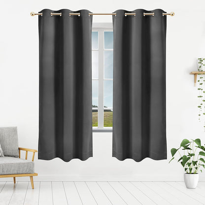 Blackout Curtains for Bedroom, Grommet Window Curtains 63 Inch Length 2 Panels Thermal Insulated Drapes for Living Room (Grey, 42W X 63L Inches)