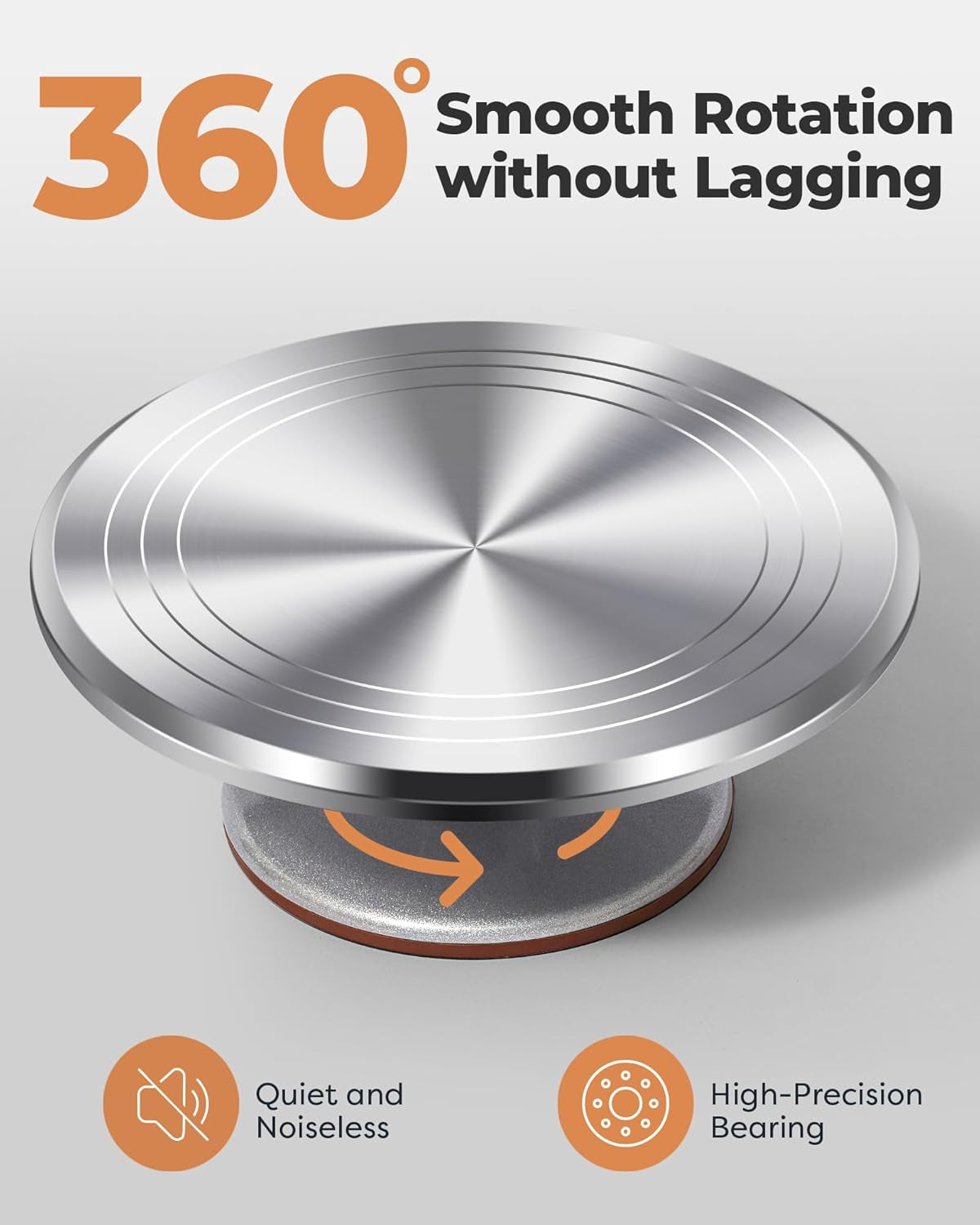 Aluminium Cake Turntable Set, Baking Tools with Revolving 12" Cake Stand for Decorating, 12.7" Offset Spatula, 3 Stainless Steel Frosting Icing Smoother, Cake Serve Cake Decorating Kit Supplies