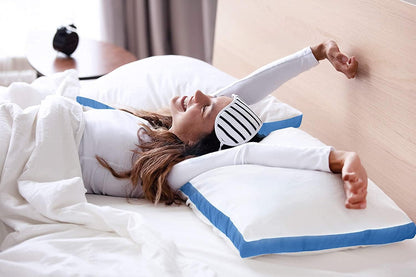 Bed Pillows for Sleeping Queen Size (Blue), Set of 2, Cooling Hotel Quality, Gusseted Pillow for Back, Stomach or Side Sleepers