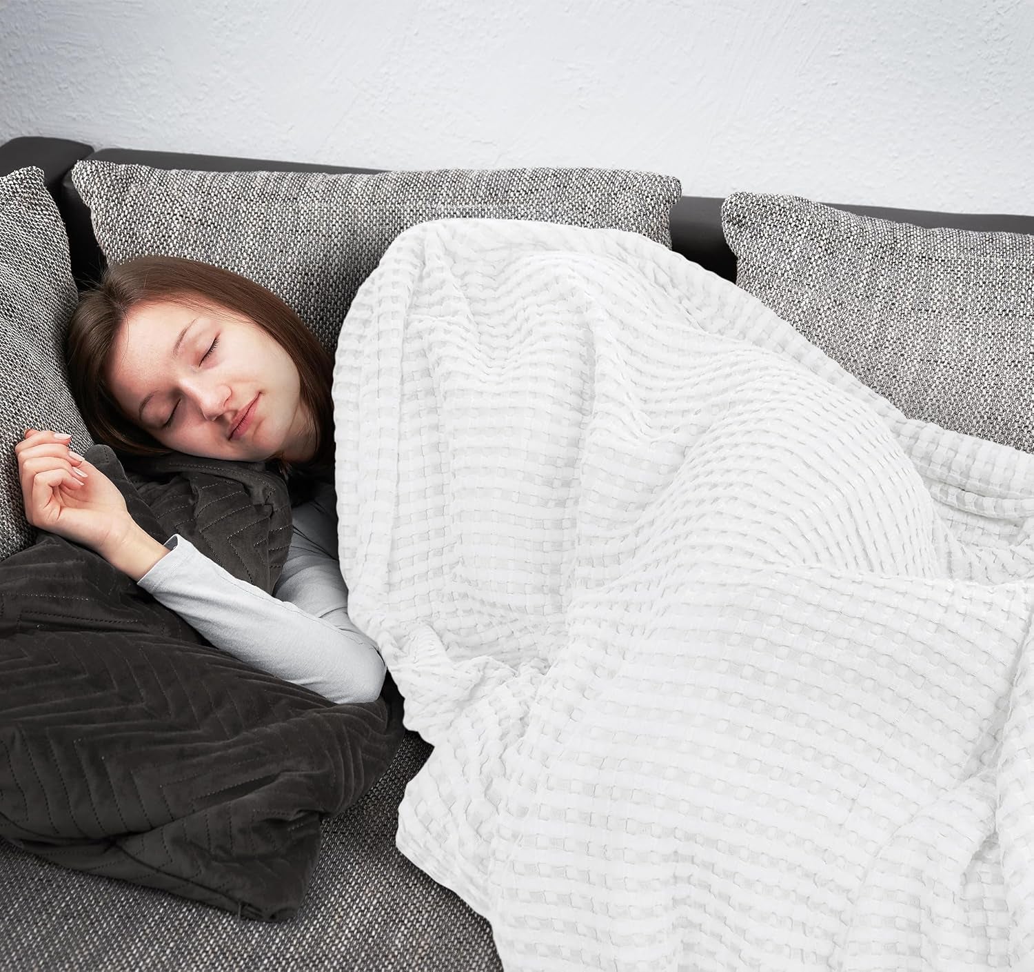 White 100% Cotton Waffle Blanket 300 GSM [Queen - 90X90 Inch] Soft Lightweight Breathable Bed Blanket for All Season