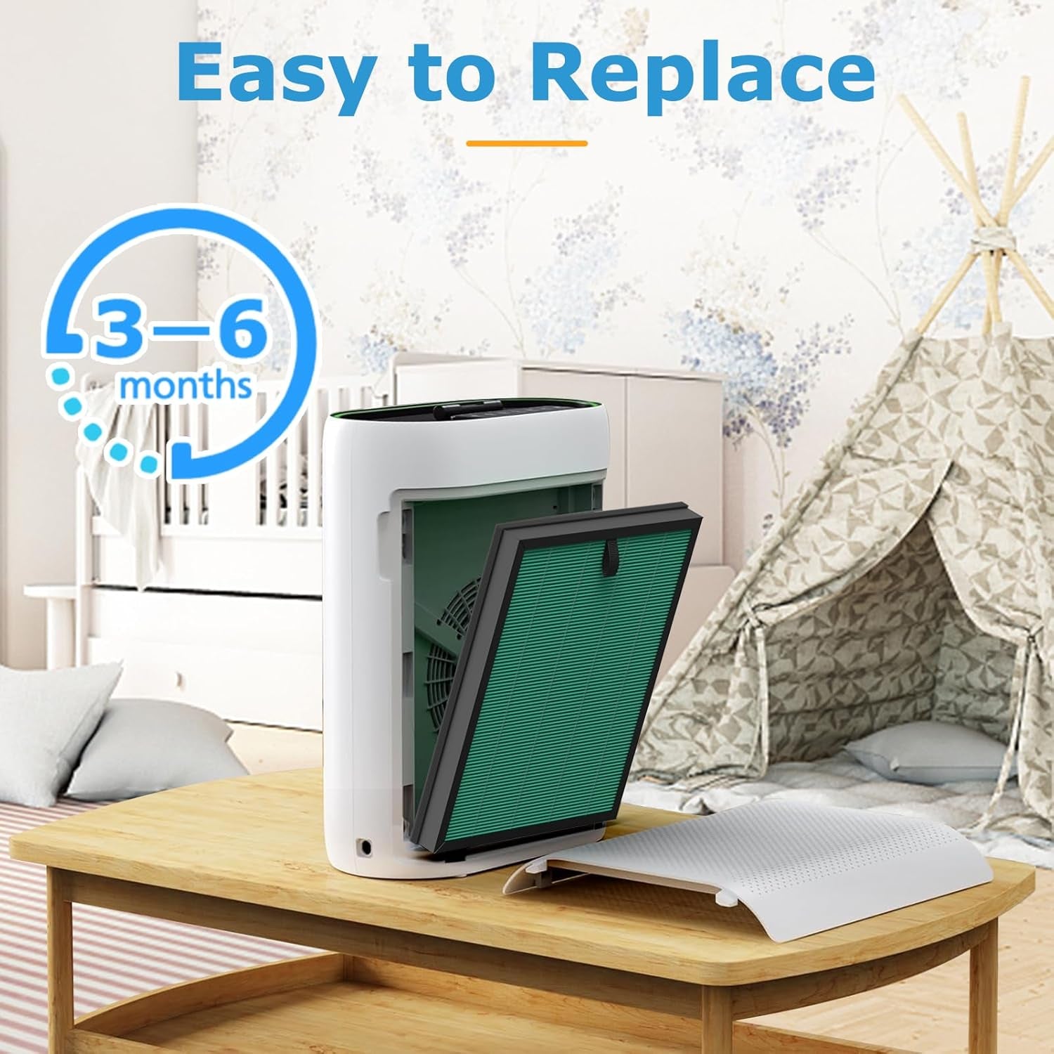 2 Pack MK-D05 Air Filter Replacement for A-EVE MK-D05 Air Purifiers, 4-In-1 High-Efficiency H13 True HEPA Filter - Pet Dander Version, Green