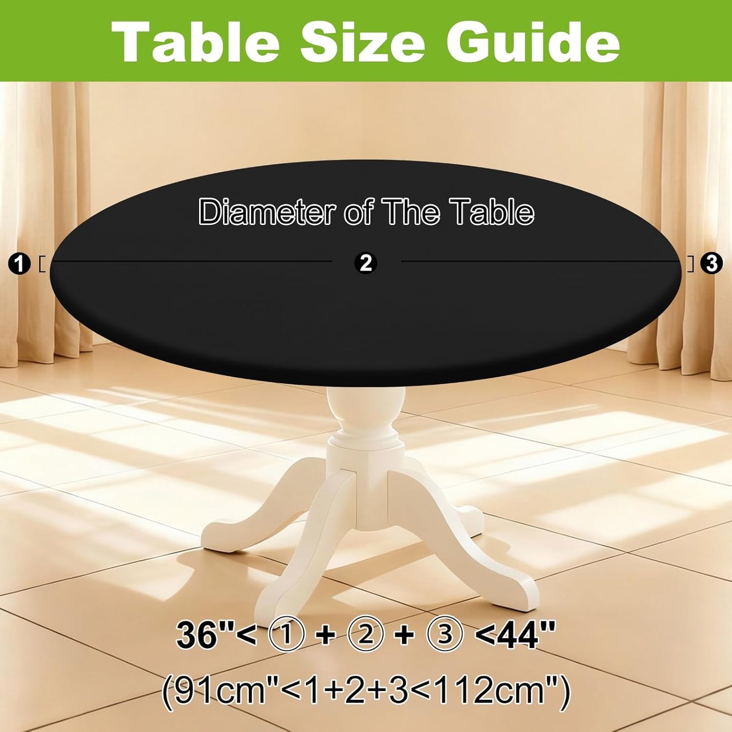round Spandex Tablecloth, Elastic Fitted Washable Tablecloths for 36"-44" Tables, Waterpoof Stretch Picnic Table Cover for Dining, Indoor and Outdoor, Black