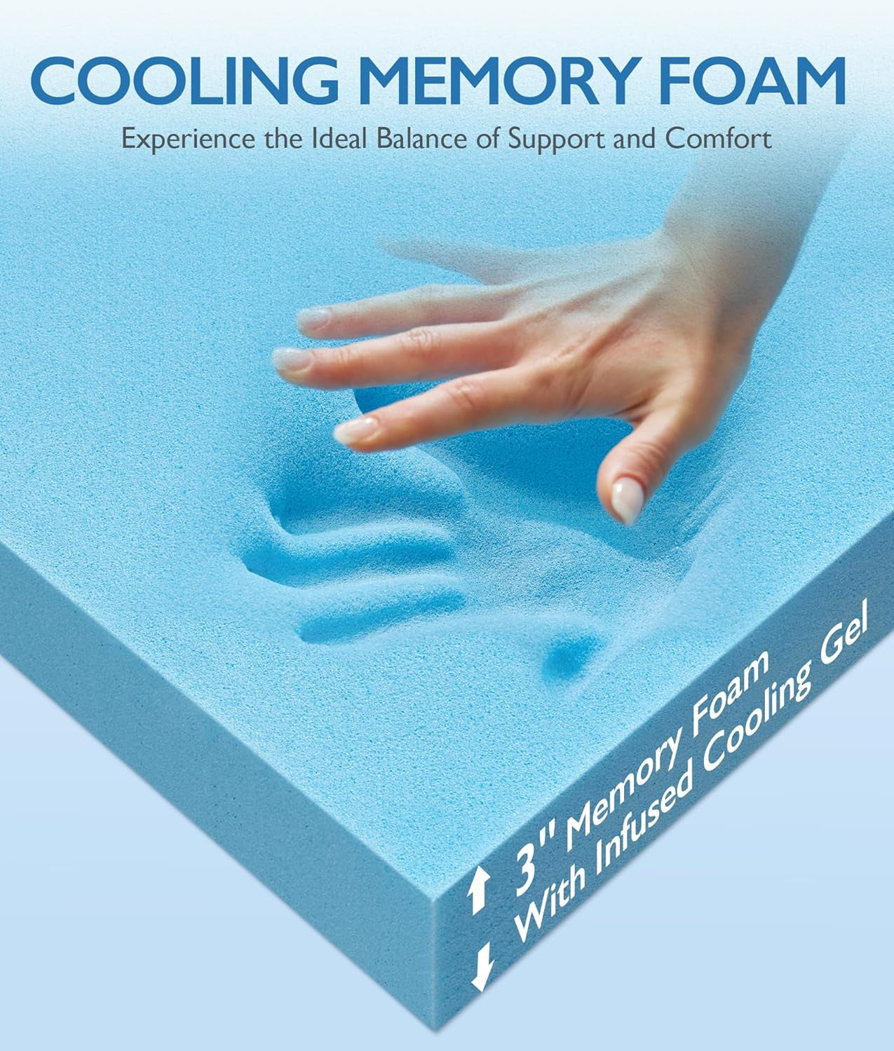 3 Inch Twin XL Cooling Memory Foam Mattress Topper for Pressure Relief, Thick Bed Mattress Pad with Cooling Soft Cover and Adjustable Straps, Certipur-Us Certified