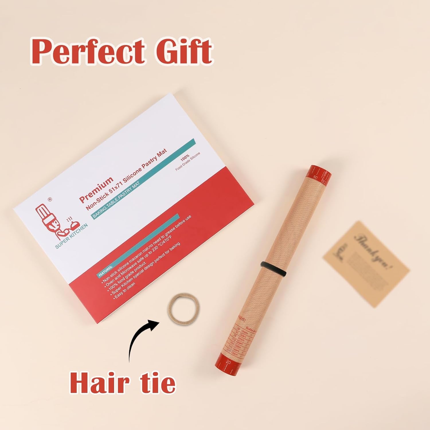 Non-Slip Silicone Pastry Mat Extra Large with Measurements 16''By 26'' for Silicone Baking Mat, Counter Mat, Dough Rolling,Oven Liner,Fondant/Pie Crust by  Red