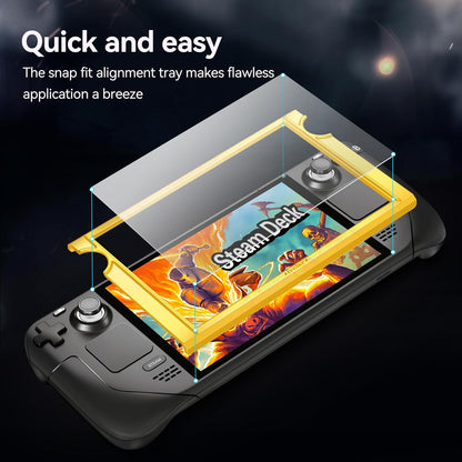 2-Pack Anti-Glare Etched Screen Protector for Steam Deck 7.0''/Steam Deck OLED 7.4'', Matte anti Glare Tempered Glass with Alignment Frame Anti-Scratch Full Coverage Guard for Steam Deck