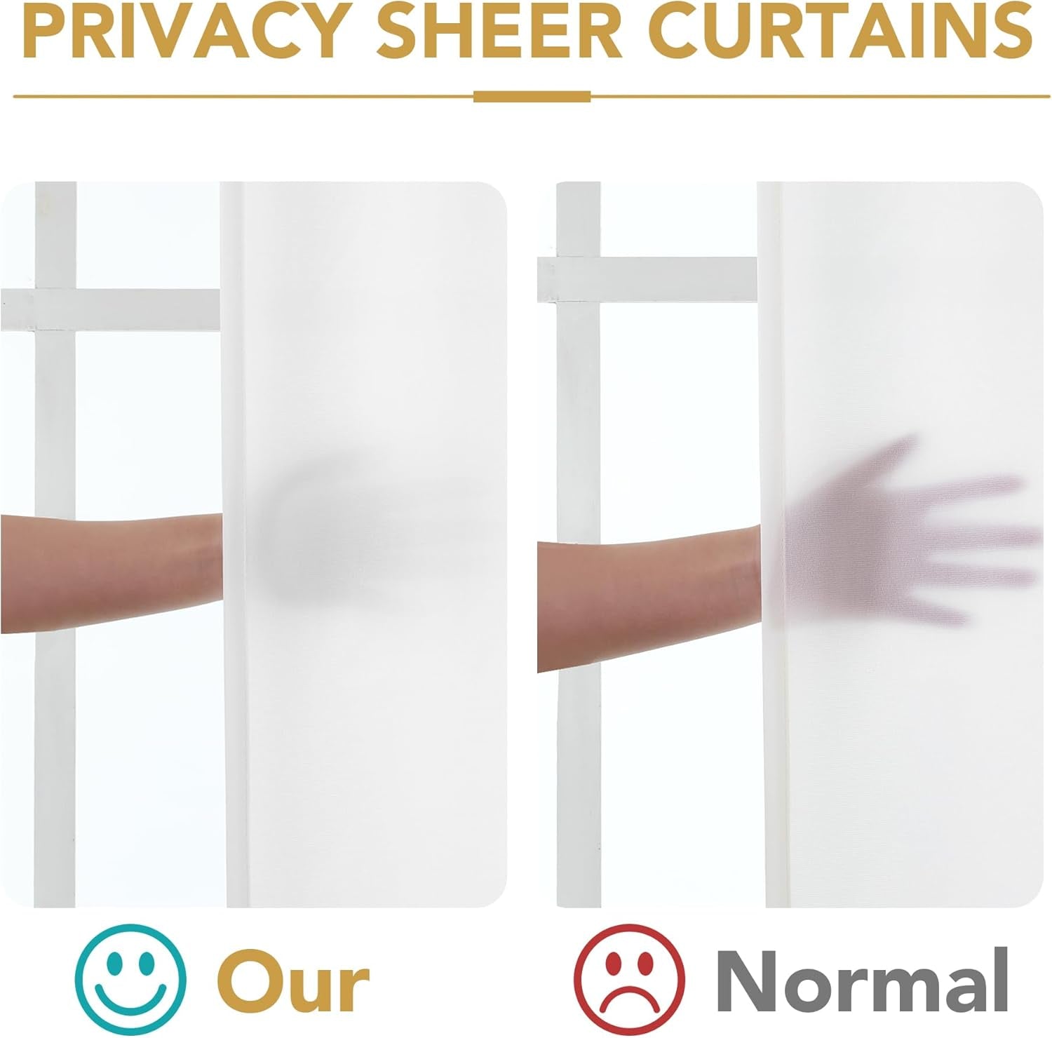 Sheer Curtains 63 Inches Long Non-See-Through Farmhouse Curtains for Living Room Light Filtering Semi Sheer Panels for Bedroom Privacy Window Drapes 2 Panels Rod Pocket, White