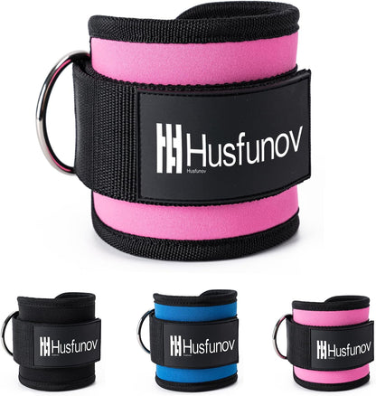 Ankle Strap for Cable Machine, Adjustable Cable Kick Back Ankle Strap with Neoprene Padding, Double D-Rings Design Ankle Resistance Band