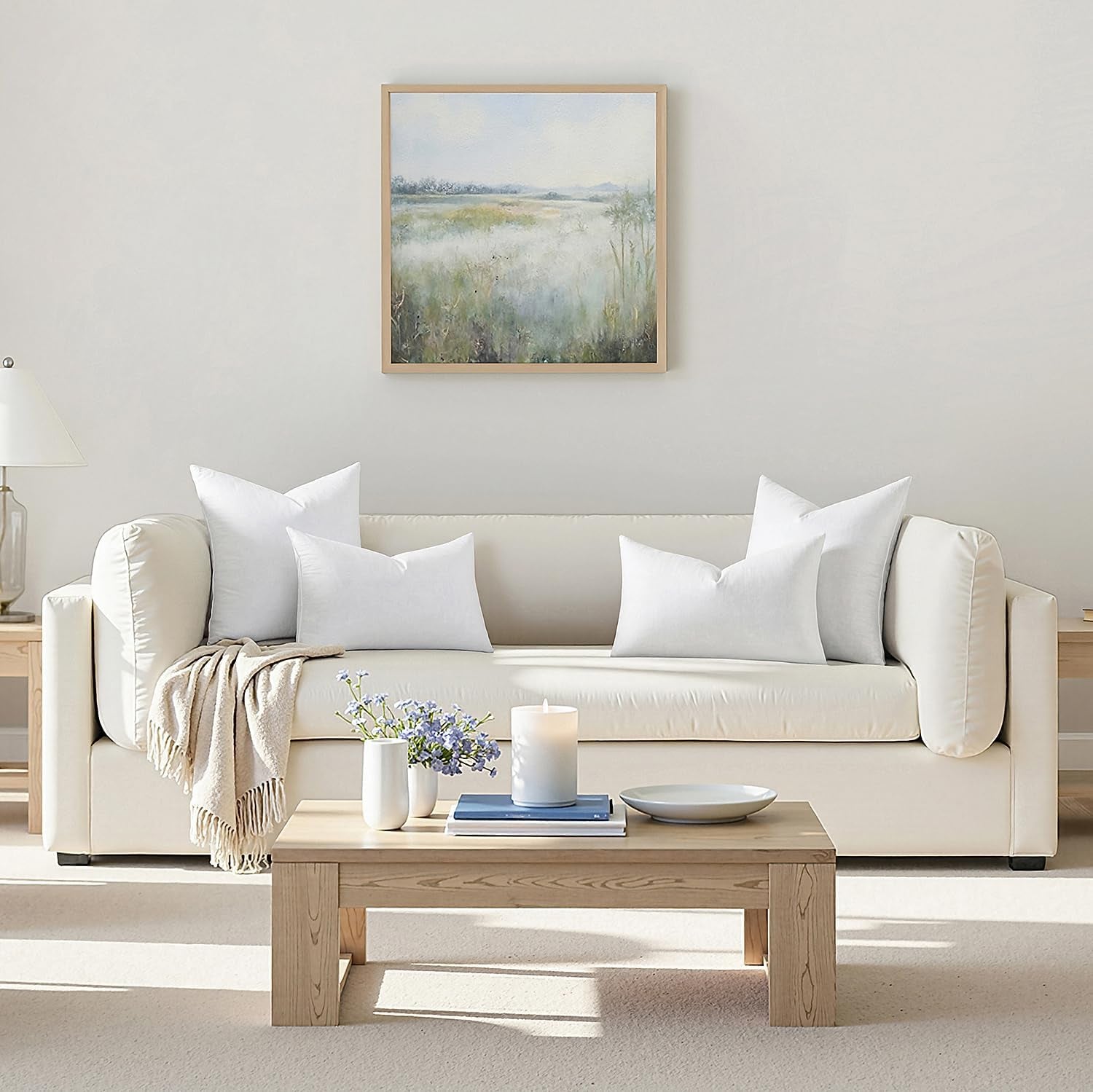 Set of 1 16X26 Inches Decorative Throw Pillow Insert, down and Feather Cotton Fabric Pillow, Rectangle Sham Stuffer for Sofa Couch Living Room