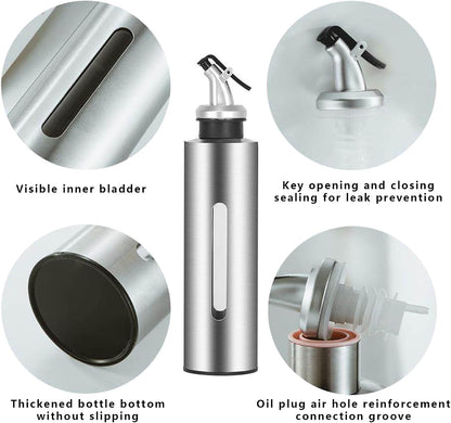 Olive Oil and Vinegar Dispenser Bottle Set for Kitchen,9.9Oz Clear Plastic Olive Oli Carafe(290Ml) with Pourers and Funnel (Large)