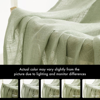 Linen Textured Kitchen Window Curtains over Sink 24 Inch Length Semi Sheer Farmhouse Small Small Curtains for Cafe Bathroom Basement, Short Rod Pocket Tier Curtains 2 Panels W26XL24, Sage Green