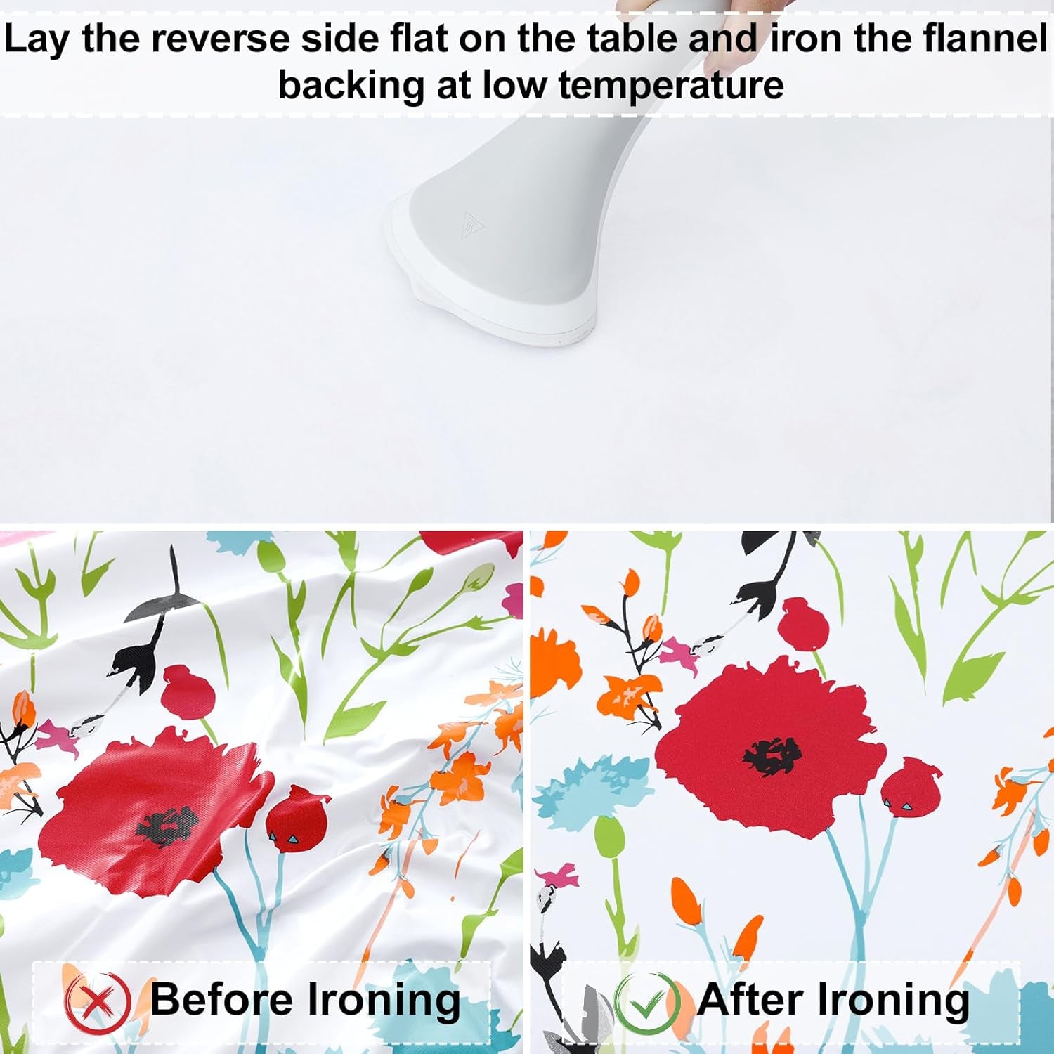 round Fitted Tablecloth with Elastic Edge, 100% Waterproof Oil Proof Plastic Table Cover, Vinyl Flannel Backed Tablecloth Fits 36"-44" round Tables for Dinner, Outdoor, Picnic, Flowers